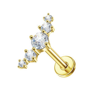Vente en gros en stock : Bijoux de piercing corporel en or massif 9k 14k 18k, boucles d'oreilles fines à filetage interne pour cartilage - Product Image 2