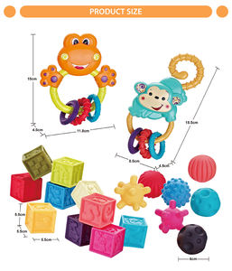 HW jouets bébé & tout-petit vinyle & plastique souple bain bloc de construction balles <span class=keywords><strong>hochet</strong></span> combinaison bain Silicone hochets ensembles de jouets - Product Image 4