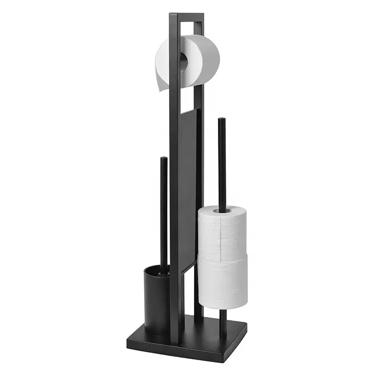 Stainless Steel Toilet Brush Holder Free Standing Floor Stand Toilet Brush And Paper Holder Set