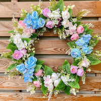 Guirlande de fleurs artificielles en vrac de 50 cm pour la Saint-Valentin, rose pêche printanière avec feuillage, utilisée pour les mariages, les fêtes, la décoration de la maison