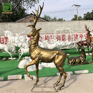 مصنع أحجام مختلفة النحاس اللون الراتنج الألياف الزجاجية في الهواء الطلق حديقة الحيوان الديكور الغزلان تمثال الحيوان - Product Image 5