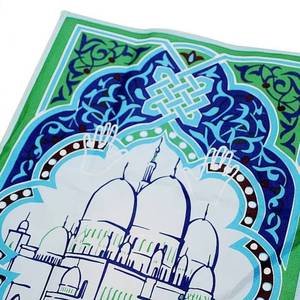 Best-selling YASEEN light blue mosque smart educational non-slip chenille <b>prayer</b> <b>mat</b>, portable foldable for home and - Product Image 1