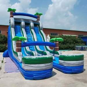 Toboggan aquatique géant gonflable de 23 pieds, double piste, qualité commerciale, thème tropical, <span class=keywords><strong>avec</strong></span> grande <span class=keywords><strong>piscine</strong></span> et zone de glisse. - Product Image 5