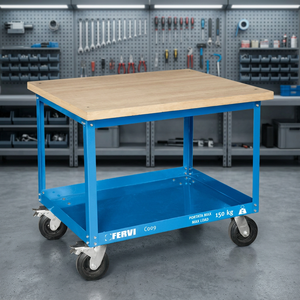 FERVI Woodworking <b>Bench</b> with <b>Wooden</b> Table Top (36mm Thickness) 150kg Load Capacity 57.5kg Heavy-Duty Carrello Workstation - Product Image 2