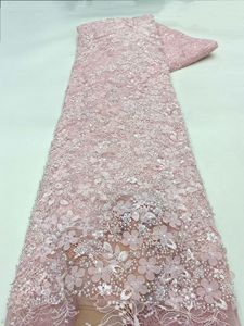 NI.AI New Style Elegant 3D Flower Net <strong>Lace</strong> Sequin <strong>Fabric</strong> Short Beaded <strong>Lace</strong> <strong>Fabric</strong> Sequin Beaded <strong>Fabric</strong> With Pearls - Product Image 3