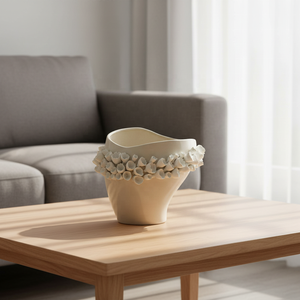 Flolenco Hand Sculpted <strong>3D</strong> Flower Adorned Ceramic <strong>Vase</strong> Curved Organic Shape Floral <strong>Vases</strong> for Boutique Hotel Interior Decor - Product Image 5