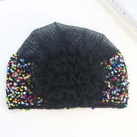 Chapeau Foulard Femme Adulte en Satin Brodé de Paillettes Rayé Tendance Quotidien Extérieur Automne Printemps Couvre-Cheveux Fleur