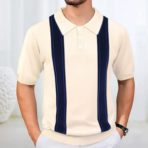 Nouvelle mode hommes pour polos respirant tricoté sweat-shirt T-Shirt court longueur deux couleurs combinaison pas cher - Product Image 2
