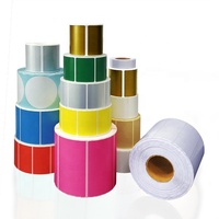Étiquettes thermiques directes de taille personnalisée, étiquettes rondes colorées autocollantes imprimables, rouleau d'étiquettes vierges pour transfert thermique