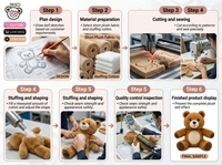 Boneka Beruang Teddy Cokelat Custom, Mainan Plush Klasik Duduk, Boneka Hewan Isi Kapas PP, Bulu Panjang Lembut, Mulut Bersulam, Hadiah Ulang Tahun