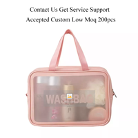 Tas Perlengkapan Mandi Transparan Pvc, Kotak Makeup Transparan, Kantong Jala Kosmetik Portabel Tahan Air dengan Kait