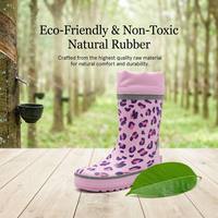 Bottes de pluie pour enfants en caoutchouc naturel personnalisées avec cordon de serrage réglable, doublure en peluche, toutes saisons, écologiques, bottes pour enfants OEM