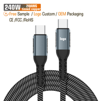 Cable USB Tipo C a Tipo C de 1 Metro con Logotipo Personalizado, PD3.1 240W 5A, Carga Rápida, Núcleo de Cobre Puro, Trenzado de Nailon, para Uso con Cámara