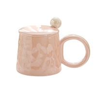 Ensemble de tasses en céramique colorées de style INS avec couvercle et cuillère, haute valeur esthétique, usage domestique, cadeau pour couple