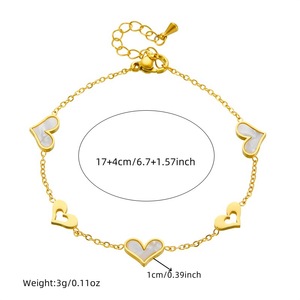 Heart Shape White Shell Stainless Steel Necklace <b>Bracelet</b> <b>Set</b> For Women Gift - Product Image 4