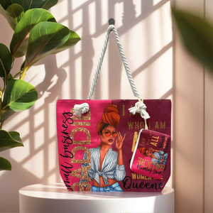 Sac à main tendance avec motif de dessin animé, représentant une femme noire africaine, une belle fille afro-américaine, imprimé sur toile - Product Image 1