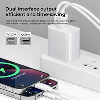 Adaptateur secteur USB double 20W PD à charge rapide (1C1A) avec prise US pour Samsung Galaxy S23 S22 Google Pixel iPhone 15 14 Pro Max