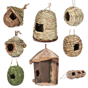 Décorations de jardin extérieur en forme de nid d'oiseau, <span class=keywords><strong>cage</strong></span> à oiseaux, simulation, fermeture à bouton, élégantes, en paille, bouche sphérique - Product Image 4
