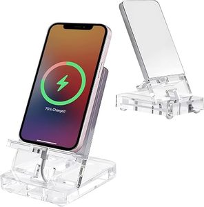 Cell Phone Stand <b>Acrylic</b> Cell Phone Holder Desk Phone Stand Mobile Phone Stand with <b>Mirror</b> (White) - Product Image 1