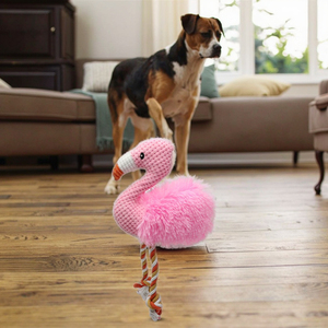 Fabrika yüksek kalite benzersiz tasarlanmış Pet peluş hayvanlar devekuşu Flamingo şekilli oyuncaklar güvenli squeagıcırtılı pamuk PP halat köpek oyuncaklar - Product Image 2