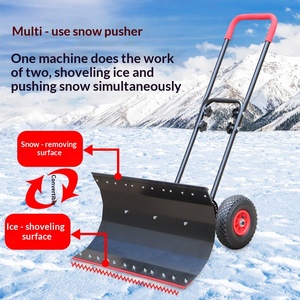 Pala quitanieves DIY con hoja metálica, ruedas neumáticas, negra/amarilla, 29 pulgadas, ángulo ajustable, herramienta de eliminación de nieve para pavimento de entrada de vehículos de 10 pulgadas - Product Image 4