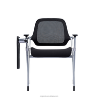 Grands BIFMA Chaise de bureau ergonomique pliable avec tablette d'écriture, en mousse moulée haute densité et maille, pour formation, conférence et bureau d'étude
