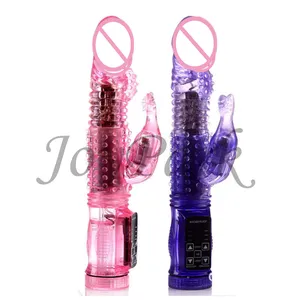 JoyPark Vendita Calda Doppio Motore Elettrico Impermeabile Testa Rotante Beads G-spot Vibratori Del Coniglio per Le Donne