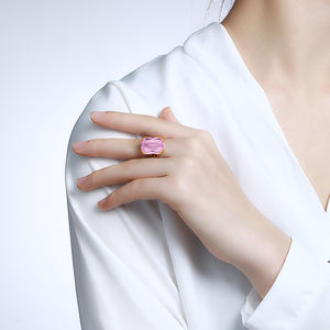 18K позолоченный розовый кристалл Виктория большой драгоценный камень филигранный дизайн персонализированные женские 925 Серебряные винтажные кольца ювелирные изделия для женщин - Product Image 5