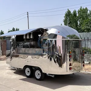 Espejo de acero inoxidable autobús remolque pequeño perrito caliente remolque hamburguesa helado barbacoa carro camión