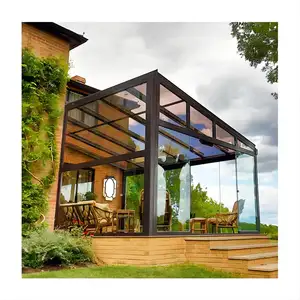 Modern four season solarium hollow sun house patio sunshine aluminium frame waterproof glass sunroom