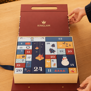 Caja de Regalo Navideña de Lujo con Asa de Cuero, Caja de Papel Magnética con Doble Puerta y Calendario, Logotipo en Papel Dorado, Cajas de Papel <span class=keywords><strong>Sorpresa</strong></span> - Product Image 1