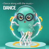 Cadeaux d'anniversaire pour enfants Magic Electric Addictive Dancing Octopus Crawling Automatic Dancing Jellyfish Toy avec lumière LED et musique