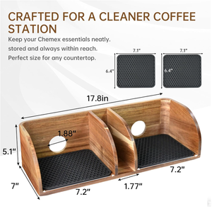 Organizador de Barra de Café de Madera de Acacia Personalizado, Soporte para <span class=keywords><strong>Cafetera</strong></span> Chemex, Portafiltros de Papel para Café, para Encimera - Product Image 3