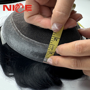Parrucchino da uomo australiano in pizzo francese <span class=keywords><strong>con</strong></span> perimetro in PU, sistema di capelli umani all'ingrosso, <span class=keywords><strong>parrucca</strong></span> da uomo in stock - Product Image 1