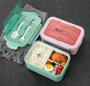 Boîte à lunch Bento micro-ondable pour adultes Boîte à lunch en plastique avec fourchette cuillère Boîte à lunch Enfant