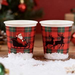Vasos de Papel Desechables para Café de Navidad, Vasos de Papel de Pared Simple para Navidad, Proveedor de Fábrica - Product Image 2