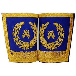 GANTELETS DE GRAND RANG ARTISANAT DIRECTEUR DES CÉRÉMONIES-COUPE D'OR JOLI BRODÉE À LA MAIN SUR LES BORDS - Product Image 1