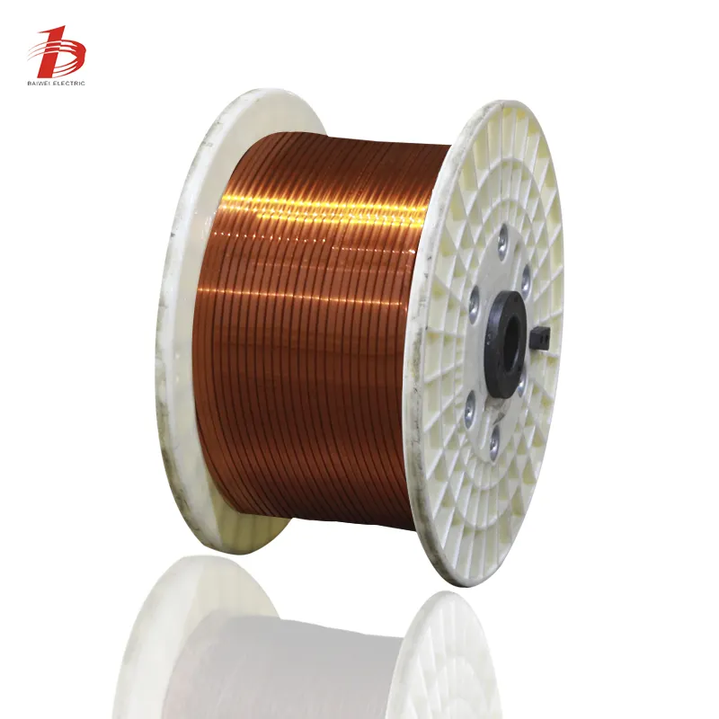 Alambre magnético de cobre esmaltado Rectangular de 4mm * 0,5mm, alambre de bobinado de cobre esmaltado plano para bobinas de transformador de motor de rebobinado