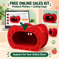 Maison pour chat en feutre en forme de pomme, lit cachette d'intérieur pour chat avec entrée large, couleur personnalisée, mobilier pour animaux de compagnie en gros