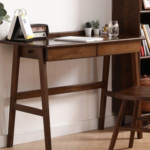 Escritorio pequeño de madera maciza, escritorio para ordenador de madera de haya, estilo nórdico con cajón para estudiantes, estudio, uso en el hogar y la oficina - Product Image 1