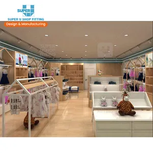 Rak Display pakaian anak-anak, desain Interior toko pakaian furnitur rak tampilan pakaian toko pakaian rak tampilan pakaian