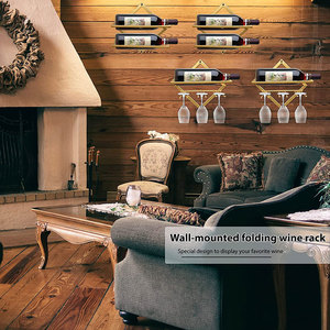 Hiện Đại Sáng Tạo Có Thể Gập Lại Treo Tường Kim Loại Giá Rượu Vang Cho Nhà Bar & Đảng Treo Rượu Vang Thủy Tinh & Cốc Lưu Trữ Mát - Product Image 3