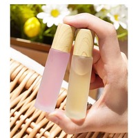 Flacon roll-on mat en verre vide 5ml 10ml avec bille roulante pour huiles essentielles et parfums, motif grain de bois