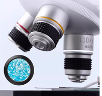 Microscope for Primary and Secondary School Students for Teaching, Magnification 1600x, with Objectives 4x/10x/40x