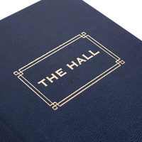 Sampul Menu Kulit PU Biru Tua Personalisasi dengan Penjilidan Sekrup, Ukuran A4, untuk Restoran