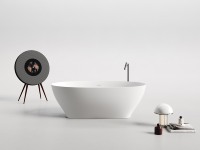 Baignoire autoportante en surface solide MA5002, baignoire moderne en pierre artificielle blanche pour salle de bain