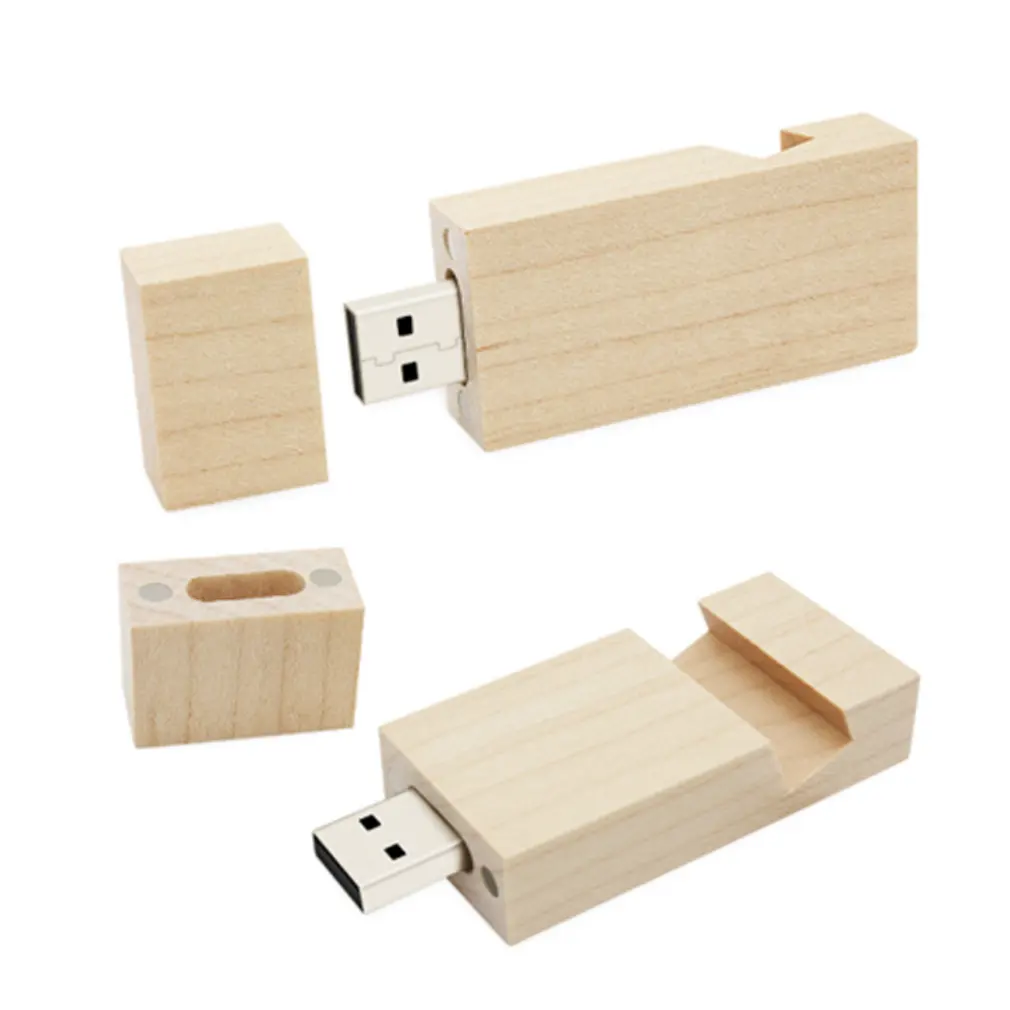 New Phone Stand Wooden Gift Usb 2.0 3.0 Pen Drive , Wood Usb Flash Drive 16GB, Wooden Pen drive Usb Stick Flash Memory