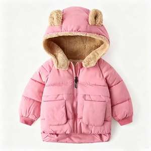 Vêtements d'extérieur pour enfants en coton à capuche avec oreilles d'ours, mignons, pour garçons et filles, de haute qualité, épais et coupe-vent, vente en gros - Product Image 5
