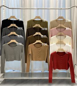 <span class=keywords><strong>Cardigan</strong></span> en tricot élégant et personnalisé pour <span class=keywords><strong>femme</strong></span>, couleur unie, col en V, boutonné, manches longues, doux et ample, style pull-manteau - Product Image 3
