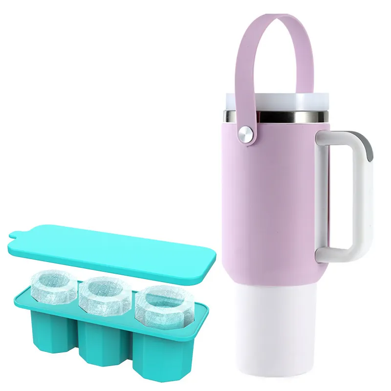 Yeni varış markalı daire 3 ızgara set buz küpü chiller tepsi silikon kalıp icecube yapımcısı için 30oz 40oz tumbler kulplu fincan